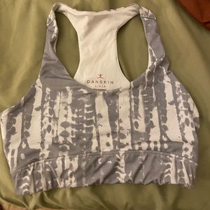 size small gray and white sports bra by danskin